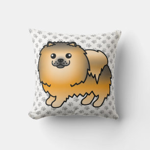Cojín Decorativo Pomerania Sable Naranja Perro De Dibujos Animados 