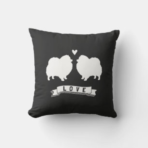 Cojín Decorativo Pomeranias Aman - Siluetas de Perros con Corazón