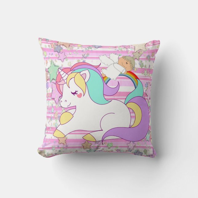 Cojín decorativo Pony Angel Pink Stripe (Anverso)