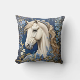 Cojín Decorativo Pony Blanco Elegante Y Olvidadme-Nots
