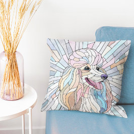 Cojín Decorativo Poodle - arte en mosaico pastel