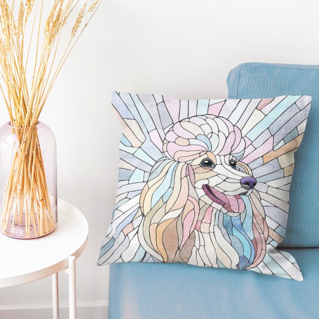 Cojín Decorativo Poodle - arte en mosaico pastel (Subido por el creador)