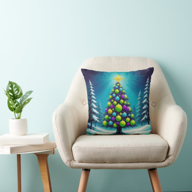 Cojín Decorativo Pop Art Christmas with Neon Green Blue Purple (Silla)