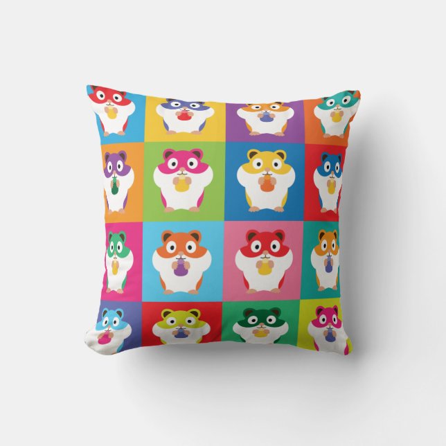 Cojín decorativo Pop Art Hamsters (Anverso)