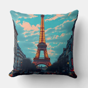 Cojín Decorativo Pop Art Paris - Vibrante paisaje retro