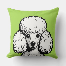 Cojín Decorativo Pop Art Poodle Atómico Verde y Moda Blanca Estétic