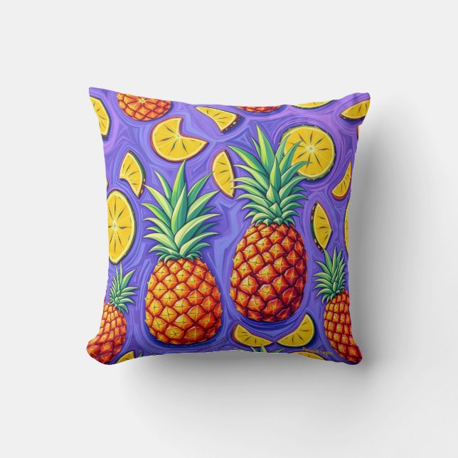 Cojín Decorativo Pop de piña - Imperio de la piña (Anverso)