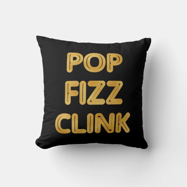 Cojín Decorativo Pop Fizz Clink Typografía moderna (Anverso)