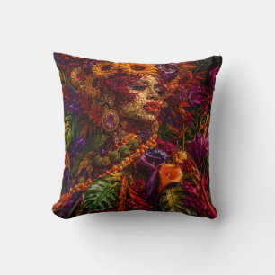 Cojín Decorativo pop floral, reina africana, botánico