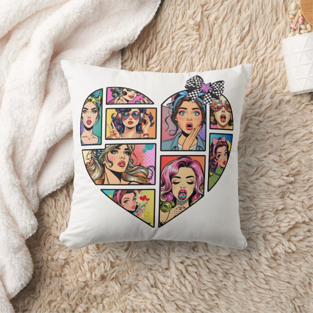 Cojín Decorativo Pop Heart Collage of Iconic Women (Manta)