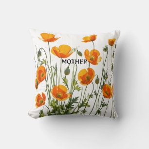 Cojín Decorativo Poppies californianos/galeses. Regalo del Día de l