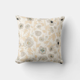 Cojín Decorativo Poppies Flora color de agua azul gris amarillo