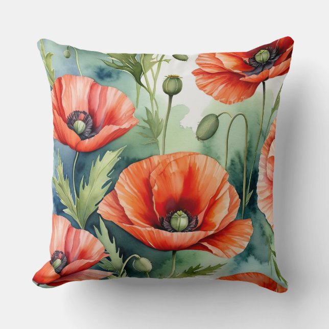 Cojín Decorativo Poppies salvajes (Anverso)