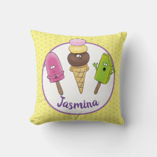 Cojín Decorativo Popsiques divertidos y ilustracion de helados pers