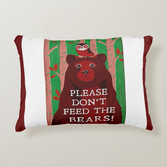 Cojín Decorativo "Por favor, no alimenten a los osos" (Anverso)