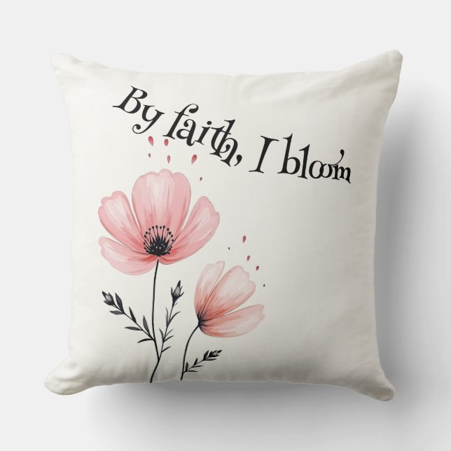 Cojín Decorativo Por fe, florezco (Anverso)