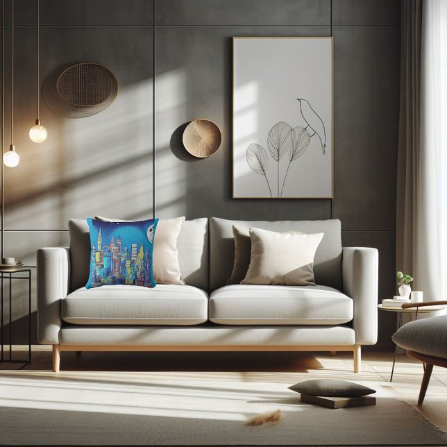 Cojín Decorativo por la noche sólo por ti. (City at Night lovely throw pillow gift for the traveler you know.)