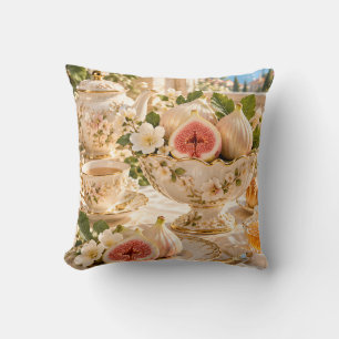 Cojín Decorativo Porcelana Floral Desayuno Higo Champán