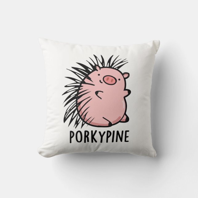 Cojín Decorativo Porky-pine Funny Porcupine Pig Pun (Anverso)