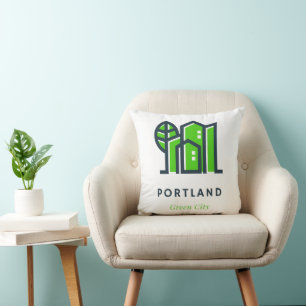 Cojín Decorativo Portland Oregon Ciudad EEUU Sostenible Green