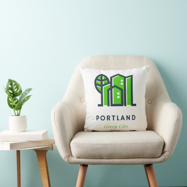Cojín Decorativo Portland Oregon Ciudad EEUU Sostenible Green (Silla)