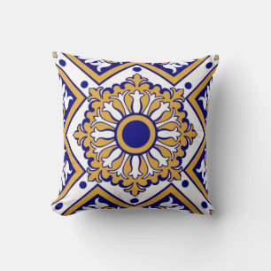 Cojín Decorativo Portuguese Blue Yellow Mediterranean Floral