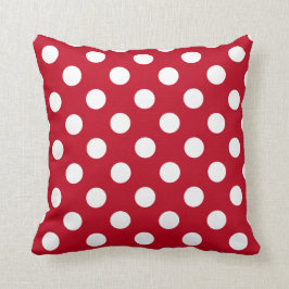 Cojín Decorativo Pos de polka blanca sobre rojo