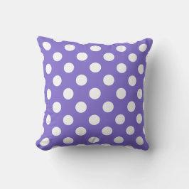 Cojín Decorativo Pos de polka blanco en periwinkle