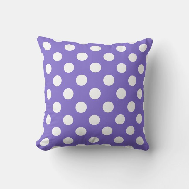 Cojín Decorativo Pos de polka blanco en periwinkle (Anverso)