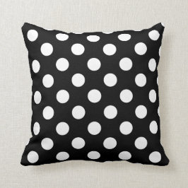 Cojín Decorativo Pos de polka blanco sobre negro