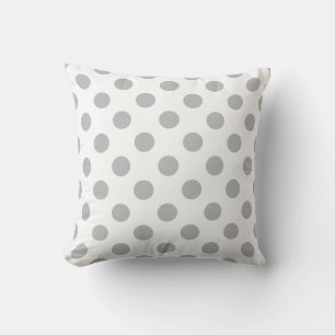 Cojín Decorativo Pos de polka gris sobre blanco