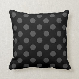 Cojín Decorativo Pos de polka gris sobre negro