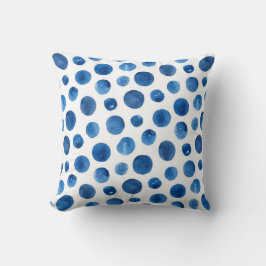 Cojín Decorativo Pos de polka marina azul acuarela. Geometría náuti