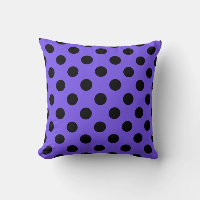 Cojín Decorativo Pos de polka negro en periwinkle (Anverso)