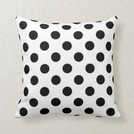 Cojín Decorativo Pos de polka negro sobre blanco