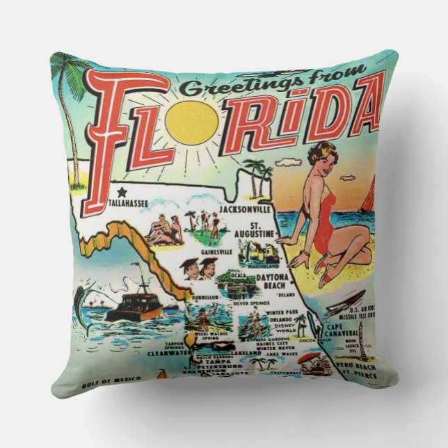 Cojín Decorativo Postal de Florida (Reverso )