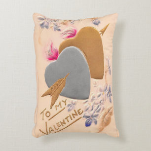 Cojín Decorativo Postales de San Valentín Vintage Silver y Gold