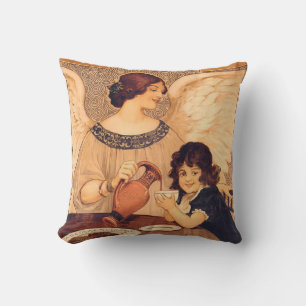 Cojín Decorativo Póster Antiguo del Ángel de Chocolate Francés: Art