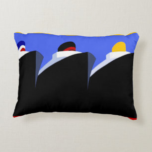 Cojín Decorativo Poster Art Deco de los buques de crucero de época