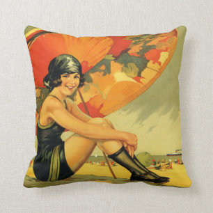 Cojín Decorativo Poster australiano de la playa del vintage