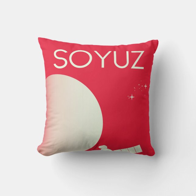 Cojín Decorativo Poster de arte espacial Soyuz (Anverso)