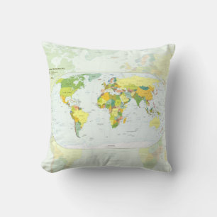 Cojín Decorativo Póster de Atlas Mapa Mundial Político: Decoración 