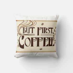 Cojín Decorativo Póster de cita para amante del café con remolinos