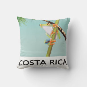 Cojín Decorativo Póster de vacaciones de la rana arbórea de Costa R