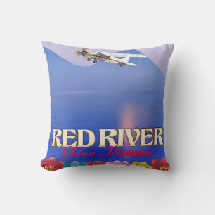 Cojín Decorativo Póster de vacaciones del río Rojo Camboya