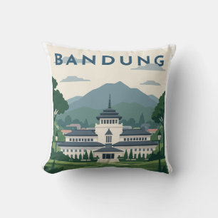 Cojín Decorativo Póster de viaje a Bandung Indonesia