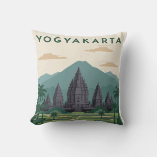 Cojín Decorativo Póster de viaje a Yogyakarta Indonesia