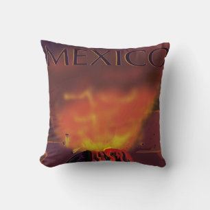 Cojín Decorativo Póster de viaje al volcán de México