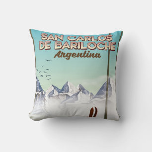 Cojín Decorativo Póster de viaje de esquí de San Carlos de Bariloch