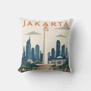 Cojín Decorativo Póster de viaje de Yakarta Indonesia